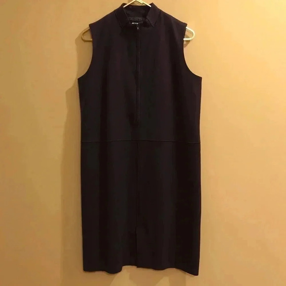 Harve Bernard Collection Wool Blend Shift Dress Zipper Women’s Size 8 Navy VTG - Picture 1 of 6